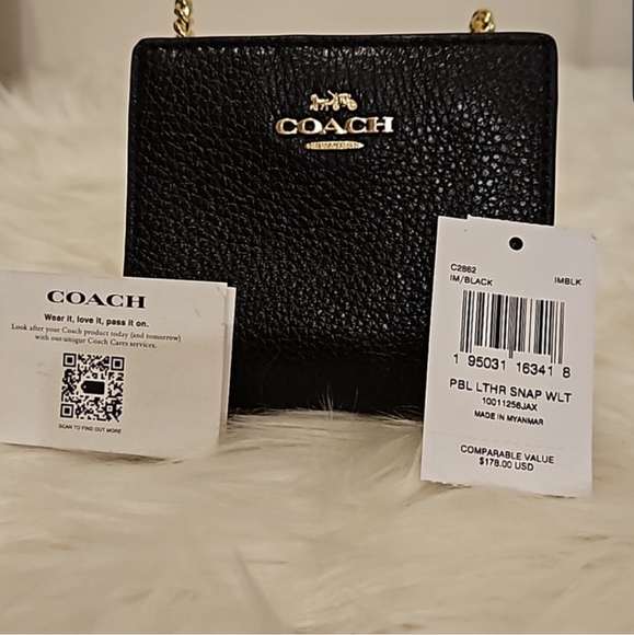 Coach Handbags - Coach Black Leather Snap Wallet